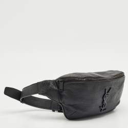 Pre Owned Saint Laurent Black Leather Cassandre Belt Bag