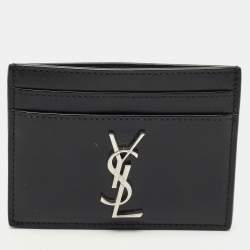 Saint Laurent Black Leather Monogram Card Case