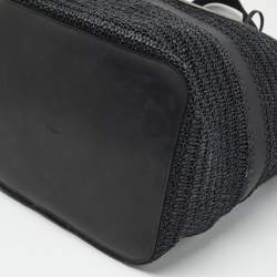 Pre Owned Saint Laurent Black Raffia and Leather Rive Gauche Sling Bag