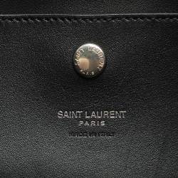 Pre Owned Saint Laurent Black Raffia and Leather Rive Gauche Sling Bag