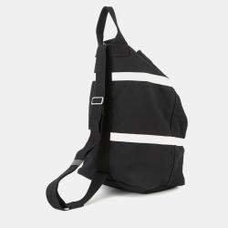 Pre Owned Saint Laurent Paris Rive Gauche Logo Sling Bag Black/White Canvas