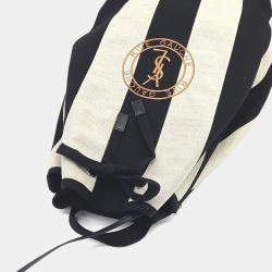 مملوكة مسبقًا حقيبة باكت سان لوران باريس ريف غوش قماش أبيض وأسود 