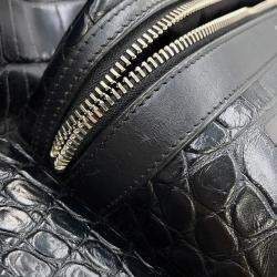 Pre Owned Saint Laurent Paris City Backpack Black Croco Embossed Leather