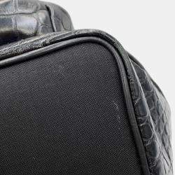 Pre Owned Saint Laurent Paris City Backpack Black Croco Embossed Leather