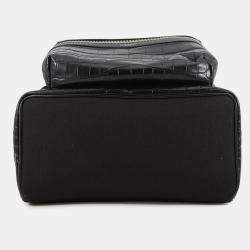 Pre Owned Saint Laurent Paris City Backpack Black Croco Embossed Leather