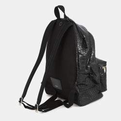 Pre Owned Saint Laurent Paris City Backpack Black Croco Embossed Leather