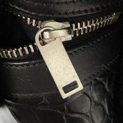 Pre Owned Saint Laurent Paris City Backpack Black Croco Embossed Leather