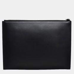 Pre Owned Saint Laurent Paris Black Leather Ipad Clutch