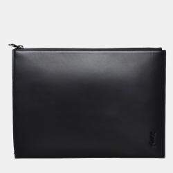 Pre Owned Saint Laurent Paris Black Leather Ipad Clutch