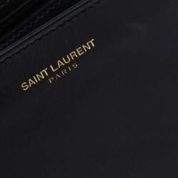 Pre Owned محفظة سان لوران طية مزدوجة جلد سوداء 