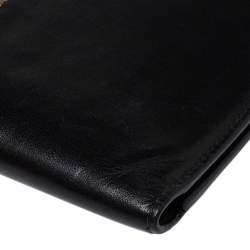 Pre Owned محفظة سان لوران طية مزدوجة جلد سوداء 