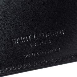Pre Owned محفظة سان لوران طية مزدوجة جلد سوداء 