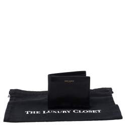 Pre Owned محفظة سان لوران طية مزدوجة جلد سوداء 