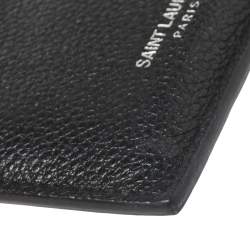 Saint Laurent Paris Black Leather Zip Card Holder 