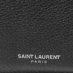 Saint Laurent Paris Black Leather Zip Card Holder 