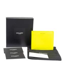 Saint Laurent Neon Green Leather East/West Bifold Wallet
