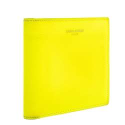 Saint Laurent Neon Green Leather East/West Bifold Wallet