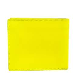Saint Laurent Neon Green Leather East/West Bifold Wallet
