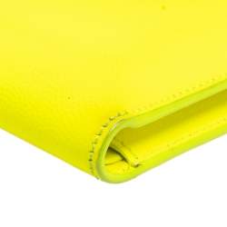 Saint Laurent Neon Green Leather East/West Bifold Wallet