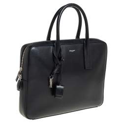 Pre Owned Saint Laurent Black Leather Museum Briefcase
