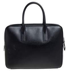 Pre Owned Saint Laurent Black Leather Museum Briefcase