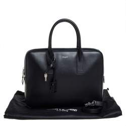 Pre Owned Saint Laurent Black Leather Museum Briefcase