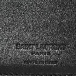 Saint Laurent Black Croc Embossed Leather Bifold Wallet