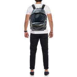 مملوكة مسبقًا Saint Laurent Navy Blue/Black Leather and Canvas Classic Backpack