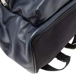 مملوكة مسبقًا Saint Laurent Navy Blue/Black Leather and Canvas Classic Backpack