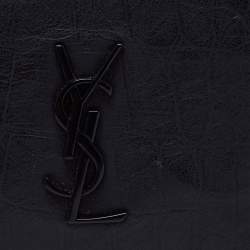 Saint Laurent Black Croc Embossed Leather Bifold Money Clip