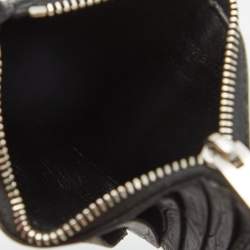Saint Laurent Black Croc Embossed Leather Card Holder