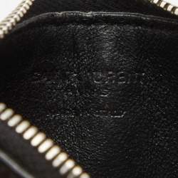 Saint Laurent Black Croc Embossed Leather Card Holder