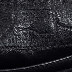 Saint Laurent Black Croc Embossed Leather Cassandre Long Wallet