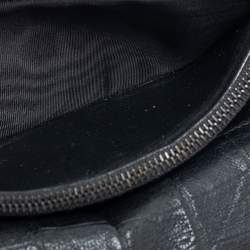 Saint Laurent Black Croc Embossed Leather Cassandre Long Wallet