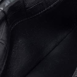 Saint Laurent Black Croc Embossed Leather Cassandre Long Wallet