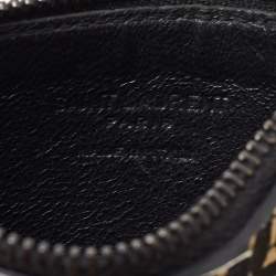 Saint Laurent Black/White Grain Skeleton Print Leather Zip Card Holder