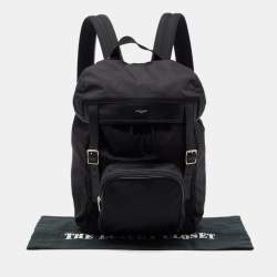 Saint Laurent Black Nylon and Leather City Flap Backpack
