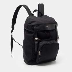 Saint Laurent Black Nylon and Leather City Flap Backpack