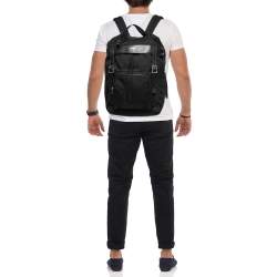 Saint Laurent Black Nylon and Leather City Flap Backpack