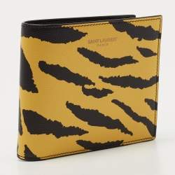 Saint Laurent Black/Yellow Printed Leather Bifold Wallet