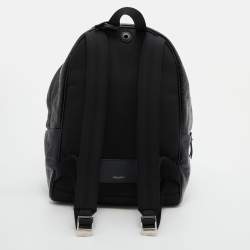 Saint Laurent Black Croc Embossed Leather and Canvas City Backpack