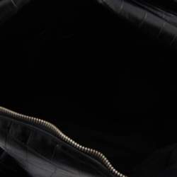 Saint Laurent Black Croc Embossed Leather and Canvas City Backpack