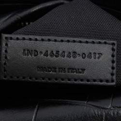 Saint Laurent Black Croc Embossed Leather and Canvas City Backpack