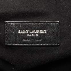 Saint Laurent Black Leather Studded Drawstring Backpack