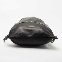 Saint Laurent Black Leather Studded Drawstring Backpack