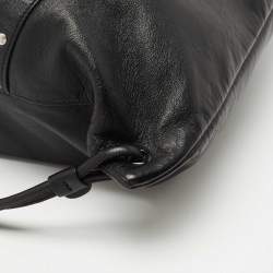 Saint Laurent Black Leather Studded Drawstring Backpack