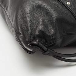 Saint Laurent Black Leather Studded Drawstring Backpack