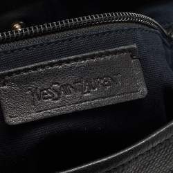 Yves Saint Laurent Black Canvas And Leather Embossed Logo Messenger Bag
