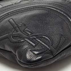 Yves Saint Laurent Black Canvas And Leather Embossed Logo Messenger Bag