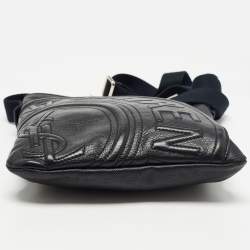 Yves Saint Laurent Black Canvas And Leather Embossed Logo Messenger Bag